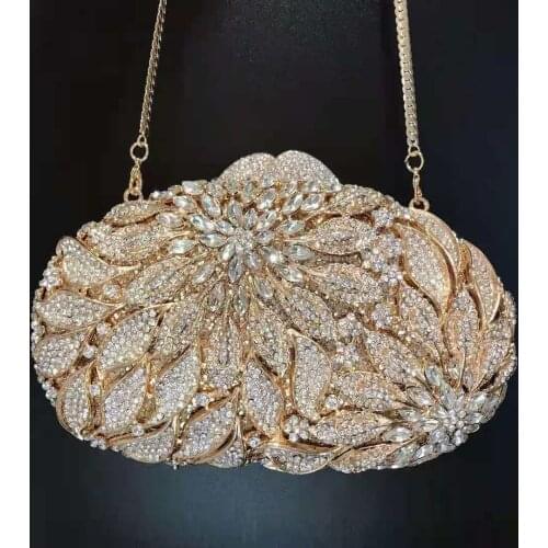 Fashion Gold Color Clutch Bag Evening Purse Diamond Dinner Banquet Phone Case Wallets Shoulder Handbags Party Purses Clutches