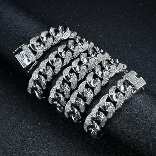 Mens 18mm Heavy Iced Zircon Miami Cuban Link Necklace Choker Iced Out Bling Bling Hip Hop Jewelry Gold Color Chain 16" 18" 30"