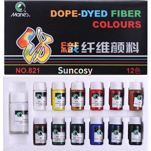 Marie’s Dope-Dyed Fiber Colours, Permanent Fabric Paint Set 12 18 24 36 Colors 10ml, Textile Acrylic Paints for Clothes Canvas