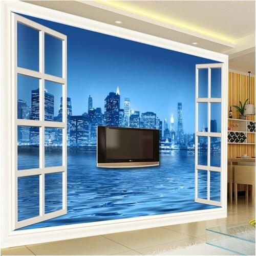 Beibehang murals wallpaper beautiful nights views backdrop murals TV backdrop wallpaper living room bedroom waterfall murals