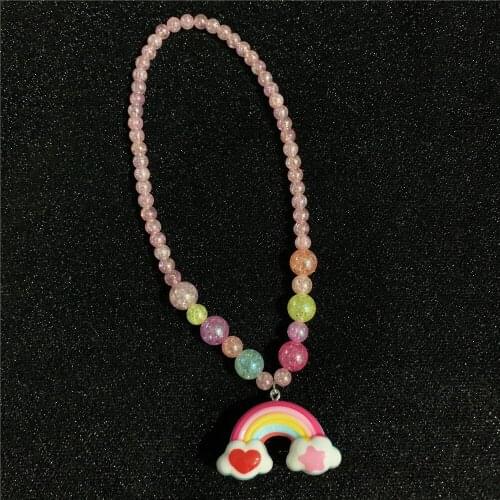 New Karajuku Fashion Cool Macaron Color Rainbow Beads Choker Necklaces illuminate Pendant for Women Men Party Gifts Jewelry