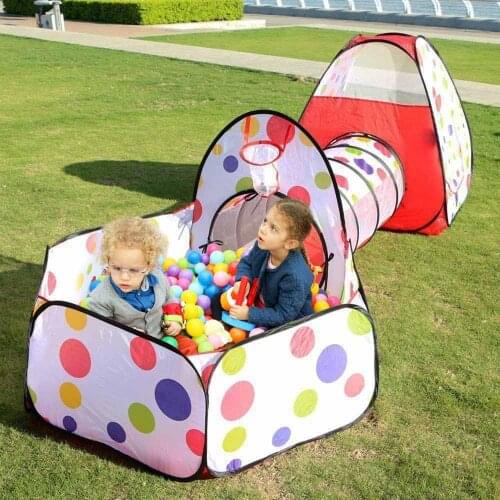 Portable Folding Pop Up Childrens Tent With A Tunnel Large Kids Play House Outdoors Baby Ball Pool Pit Boys Toy Tents Wigwam