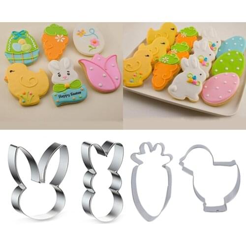 Easter Biscuit Cookie Cutter Baking Mold Easter Bunny Eggs Rabbit Mold Cake Decorating Tools Happy Easter Party Home Decorations