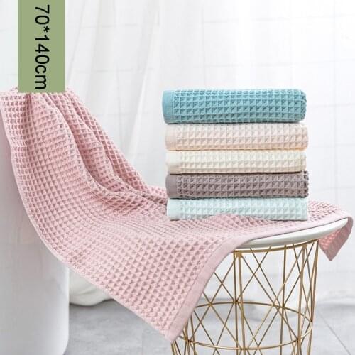 Beroyal 70x140CM Cotton Quick-dry Towel Plaid Bath Towels Cotton Soft Dry Towels Kitchen Clean Absorbent Waffle Towels Solid