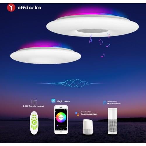 OFFDARKS Smart LED Ceiling Lights WIFI Voice Control APP Control RGB Dimming Bluetooth Speaker Ceiling Lamp Kitchen Living Room