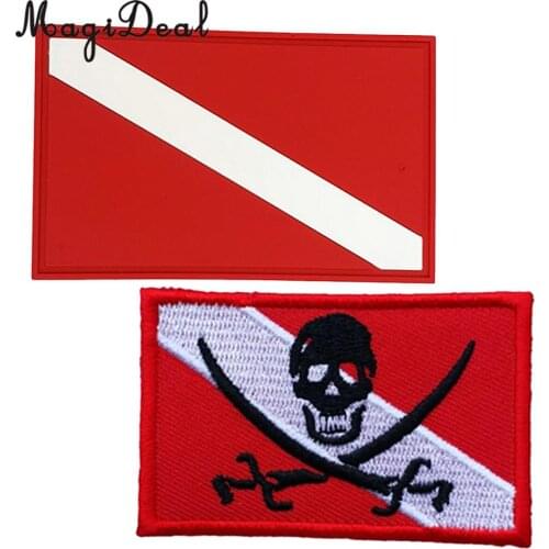 Durable Snorkeling Scuba Dive Flag Embroidered Iron/Sew On Patch + PVC Diver Flag Patch Badge for Swimming Diving Accessories