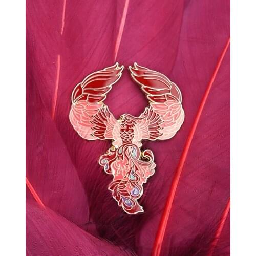 HOSENG Chinese Style Suzaku Animals Luxury Metal Brooch Exquisite Dress Suit Fashion Party Enamel Pin Badge Birthday Gift HS_524