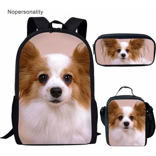 Nopersonality School Backpack and Lunch Box Set Cute Dog Pattern Backbag for Junior High Boys and Girls Daypack Drop Shipping