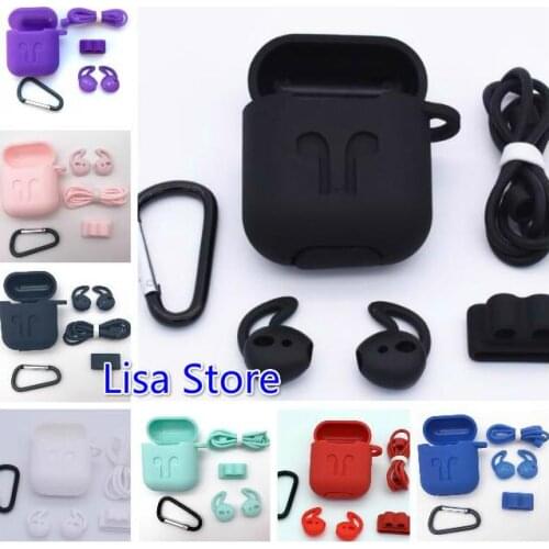 Free DHL 50 Sets Silicone Wireless Bluetooth Earphones Case For Airpods Apple i7 Earbud Earphone accessories Protective Cover