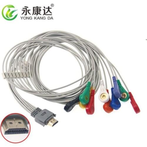 Compatible with Biox 19Pin one-piece ecg holter cable 10-Lead snap AHA