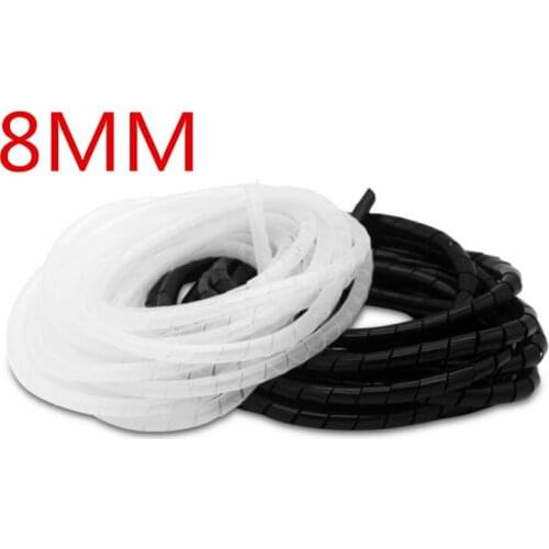 Spiral wrapping band SWB-08 diameter 8mm About 13M Length Black White Cable casing Cable Sleeves Winding pipe Spiral Wrapping