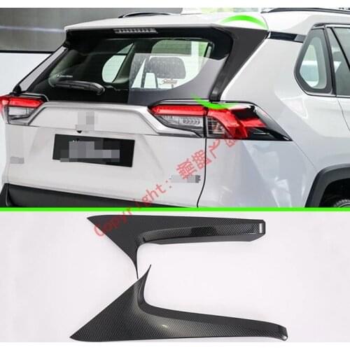 Carbon Fiber Style Rear Window Spoiler Side Pillar Post Cover Trim Molding For Toyota Rav4 2019 2020