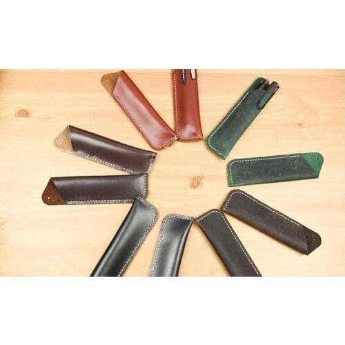 Pen bag genuine leather 5 color choose pure handmade pure handmade pen bag free print notebook vintage leather notebook