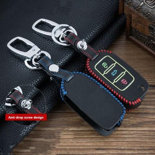 Hand sewing Luminous Leather car key cover case shell for VW Golf Bora Jetta POLO GOLF Passat For Skoda Octavia A5 Fabia SEAT