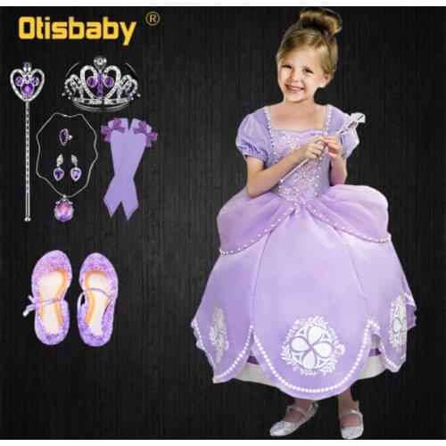 Boutique Halloween Sofia the First Costume for Girls Puff Sleeve Velvet Princess Dresses Christmas Sofia Dress Sophia Dress Up