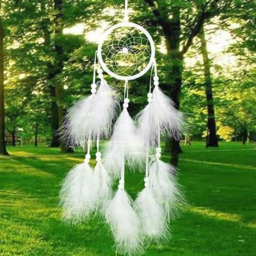 50cm Wind Chimes Handmade Dream Catcher Net With feathers Wall Hanging Ornament Home Living Room Bedroom Decoration Craft Gift