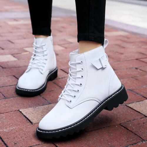 2021 New Fashion Brand Ankle Boots Women Winter Shoes Genuine Leather Lace Up Round Toe Lady Booties Autumn Platform Handmade