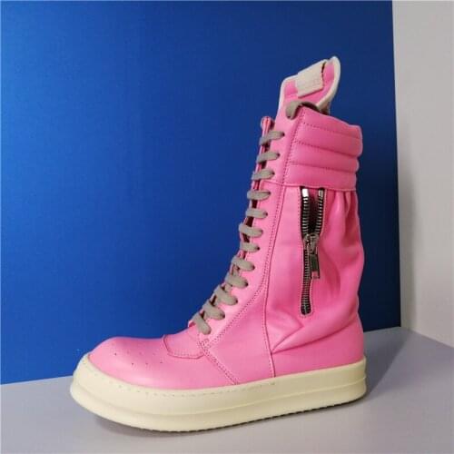 Womens High Boots Pink Color Leather Boots 2021 New Sexy Boots 31#25/10d50