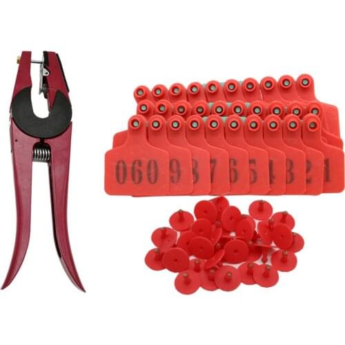 1-100 Number Plastic Livestock Cow Cattle Ear Tag Animal Tag Green and 1pcs Ear Tag Applicator