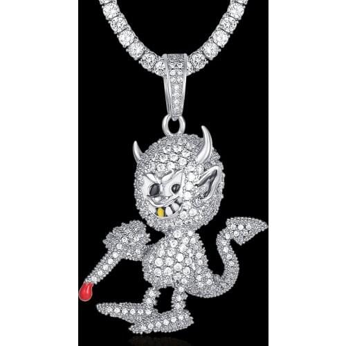 100% Micro Zircon Hip Hop Naughty Little Devil Pendant Necklace For Men Jewelry Factory Prices Iced Out Necklaces Bling Bling