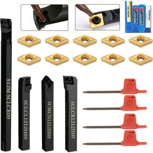 18pcs Lathe Turning Tool Set 10pcs Carbide Insert Blades + 4pcs Turning Tool Holder + 4pcs Wrench Machine Tool Sets