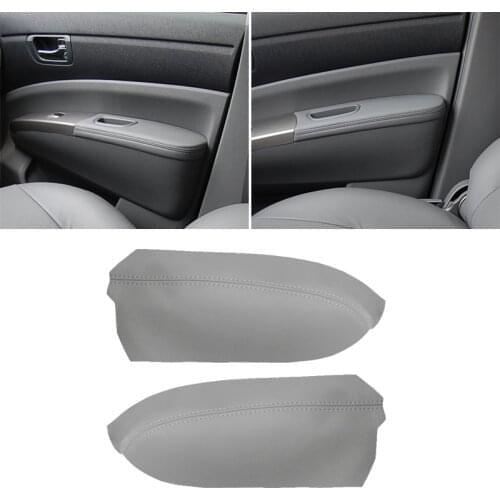 2pcs Gray For Toyota Prius 2004 2005 2006 2007 2008 2009 Car Microfiber Leather Front Door Armrest Panel Cover Protective Trim