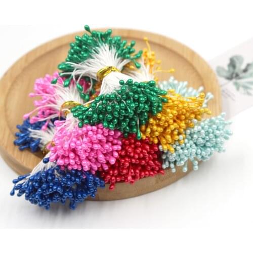200pcs/lot 2mm Double Heads Flower Stamen Artificial Stamens Pistil for Cake Scrapbooking Wedding Decoration DIY Floral Craft