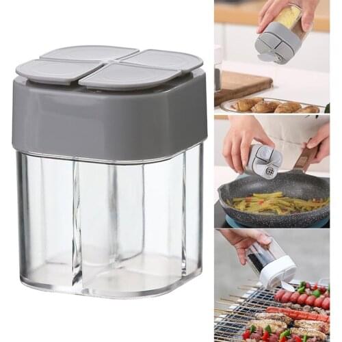 4 in 1 Transparent Spice Shaker with Lid Portable Seasoning Storage Container for Home Kitchen Cooking xqmg Herb Spice Tools New