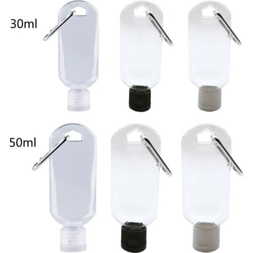 5Pcs 30ml 50ml Empty Hand Sanitizer Travel Size Holder Hook Keychain Carriers Flip Reusable Portable Empty Bottles N0PF