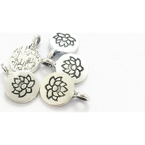 50pieces a lot) Wholesale Antique Silver Antique Bronze Antique Gold Tone Cute Round Lotus Printed Om Tierra Cast Yoga Charms