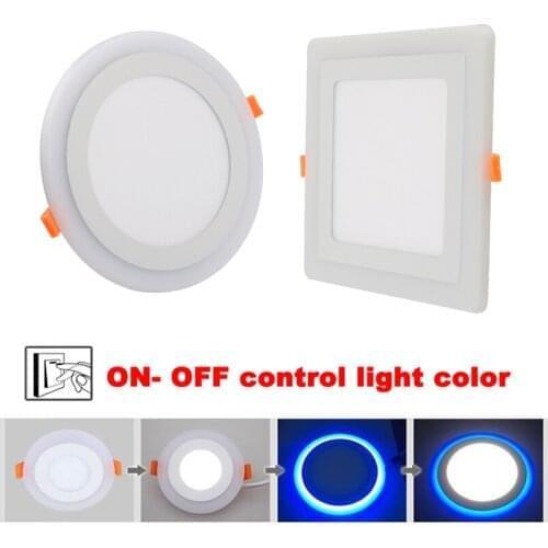 6W 9W 16W 24W led Ceiling Recessed panel Light Painel lamp home decoration round square Led Panel Downlight Blue+White 2 colors