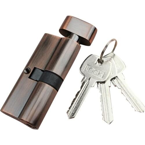 70mm Brass Security Lock Cylinder Single side opening with knob type Interior Bedroom Living Handle Cylindeb