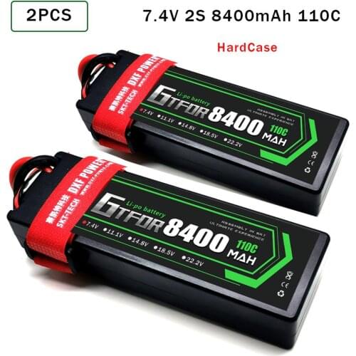 2PCS GTFDR Lipo Battery 2S 7.4V 5200mAh 6200mAh 6500mAh 7000mAh 8400mAh 50C 60C 100C 120C 110C 220C For Off-Road Car RC Parts
