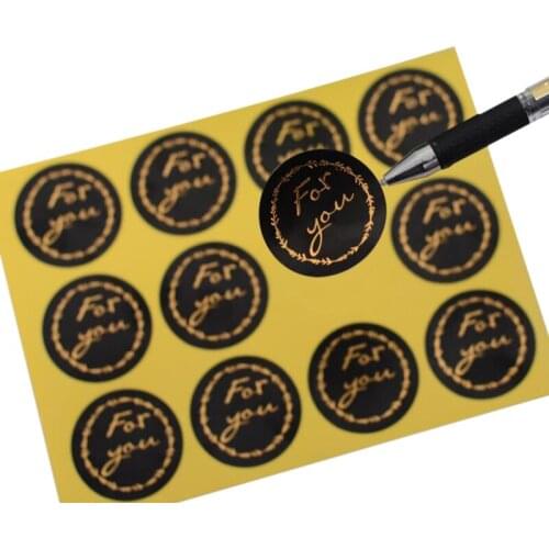 120pcs/pack Black For You Paper Stationery Bronzing Natural Kraft Package Label Sealing