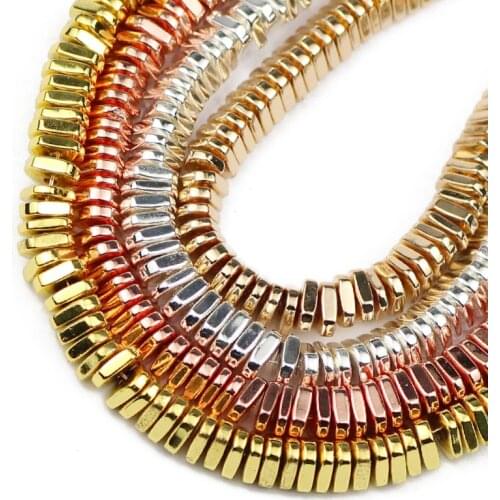 4mm Natural Stone Gold Silvers Flat Triangle Hematite Spacer Loose Beads For Jewelry Making Diy Bracelets necklace Accessories