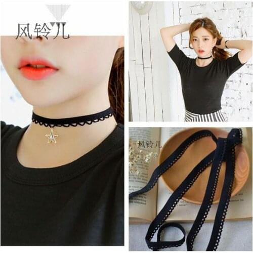 Black stretch lace lace necklace material