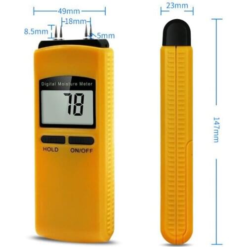 Pin-Type Digital Moisture Detector Wood Moisture Meter Tester, Range 10%-40%, Data Hold, for Wood, Building Materials, Paper