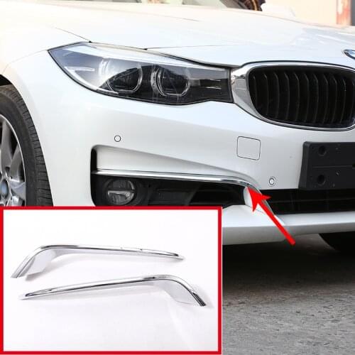 For BMW 3 Series GT Gran Turismo F34 2013-2017 Car Accessories 2 Pcs ABS Chrome Front Fog Lamp Strips Bright Silver