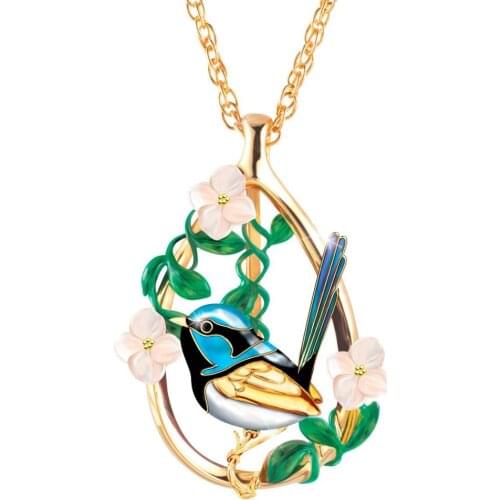 Women Creative Personality Bird Flower Magpie Pendant Necklace Fashion Accessories Lovers Gift