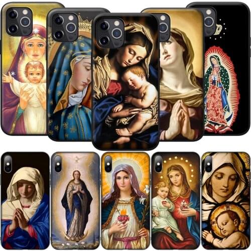 GX196 Retro Vintage Statue Virgin Maria Silicone Soft Case for iPhone 12 Mini 11 Pro XS Max XR X 8 7 6 6S Plus 5 5S SE 2020