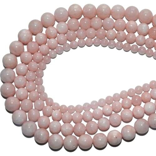 Natural Pink Angelite Stone Round Loose Spacer Beads For Jewelry Making Charm DIY Necklace Bracelet Material 6 8 10 12mm