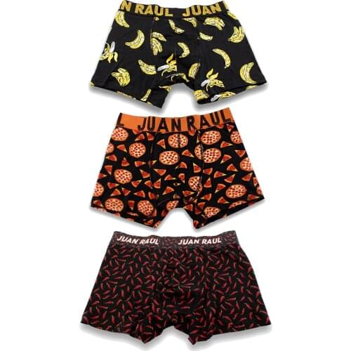 Socksarmy Pepper, Banana, Pizza Patterned 3-Piece Mens Boxer Set