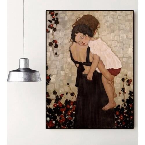 Famous Abstract Painting Mother And Child by Gustav Klimt Canvas Painting Wall Art Prints Picture For Living Room Decor Cuadros