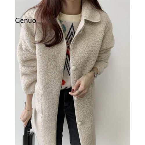 New 2021 Autumn Winter Women Jackets Warm Korean Style Office Lady Coat Outerwear Wool Blends Wild Long Tops