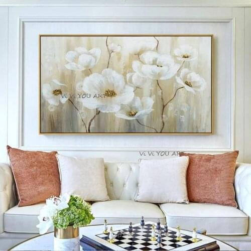 New Arrival 100% Hand Painted Oil Painting Home Wall Flower Canvas Art Handmade Abstract Flower Canvas Wall Art Modern Home