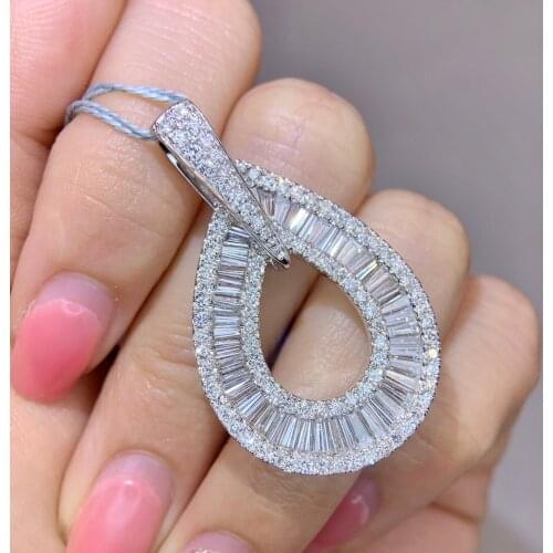 XHD520 Solid 18K Gold Nature White Diamonds 3.0ct Pendants Necklaces for Women Fine Jewelry for Women Gifts