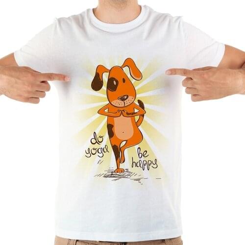 JOLLYPEACH BRAND anime yoga dog funny t shirt men 2018 summer new white casual short sleeve homme cool tshirt