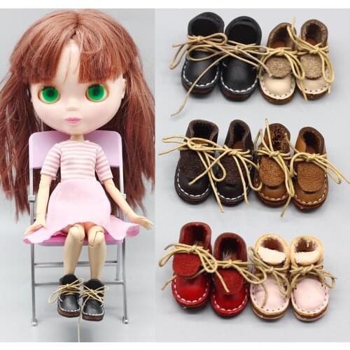 1Pair Leather Mini Doll Shoes For 1/6 Blyth Doll Shoes With 6 Differents Color Suitable For 1/8 BJD Toy Accessories