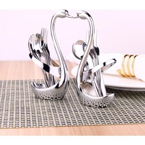 1PCS Swan Dinnerware Wedding Party Decorate Fruit Dessert Cutlery Fork Holder Swan Base Shelf For Tableware Set
