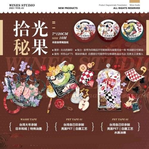 10 meter Washi Tape Roll Journal Wine Light Picking Secret Fruit Crystal PET